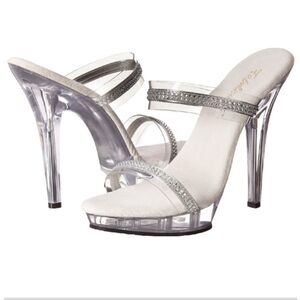 Transparent Fabulicious By Pleaser LIP-102-2 Platform High Heel Mules 💎 90% OFF
